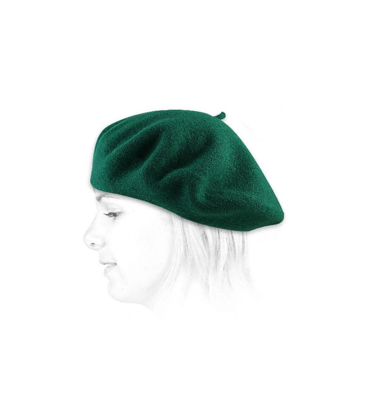 Beret Classique Vert Emeraude Wm 2 Beret Classique Vert Emeraude Wm – Image 2