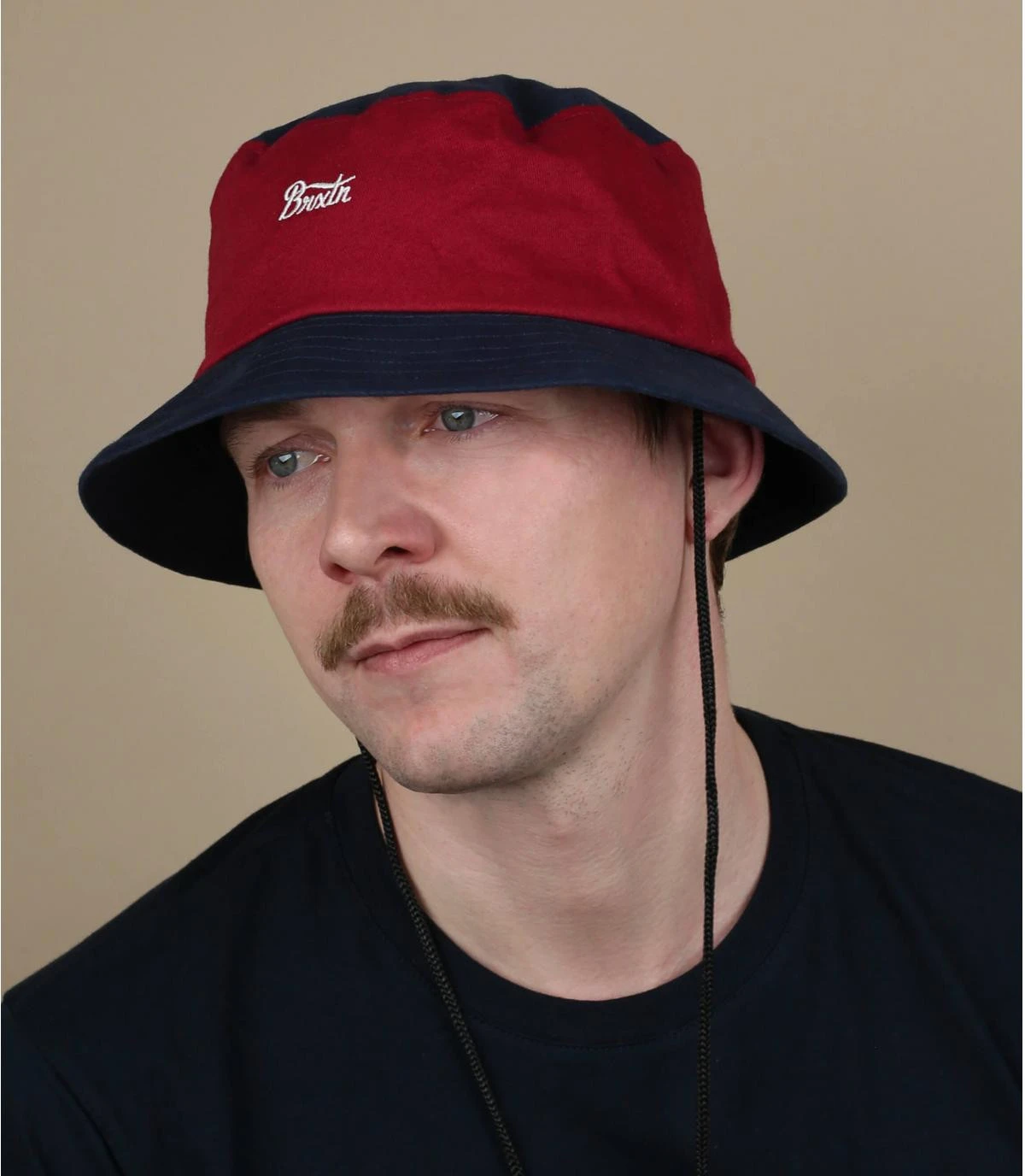 Brixton Stith Bucket Washed Navy Lava Red 1 Brixton Stith Bucket Washed Navy Lava Red